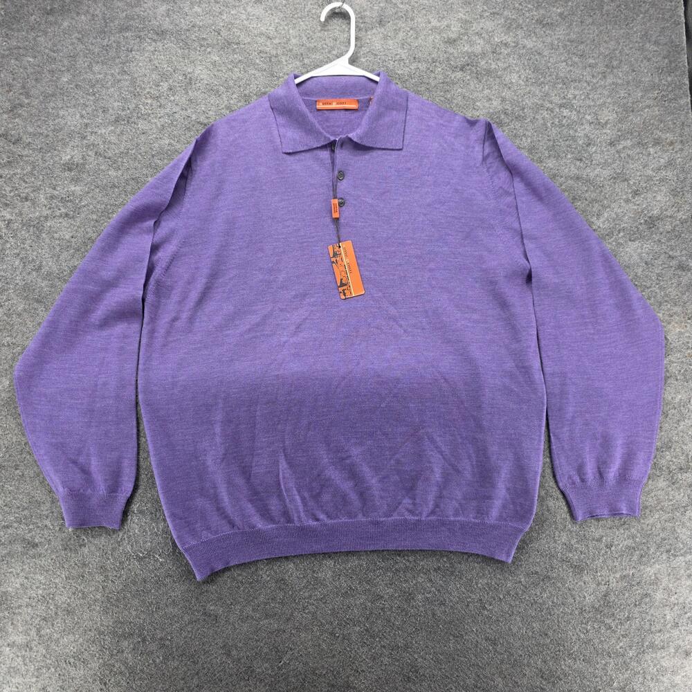 Sette Ponti Sweater Mens XL Purple Collared Pullover Wool Made In Italy
